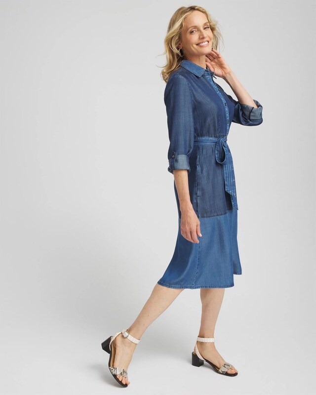 Colorblock Chambray Dress - image 2
